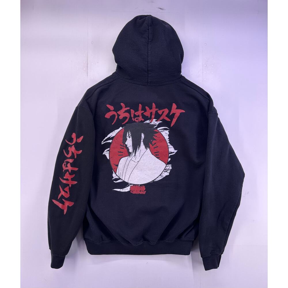Naruto Shippuden Sasuke Uchiha Black Hoodie Size Medium